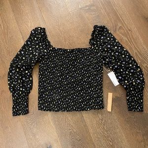 Reformation Black Floral Pinto Top Size 16 NWT